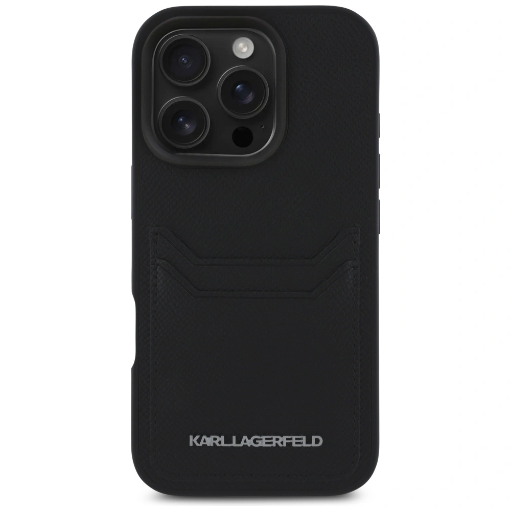 Kryt Karl Lagerfeld HC Grained PU Cardslot Metal Elong Apple iPhone 16 Pro Max black