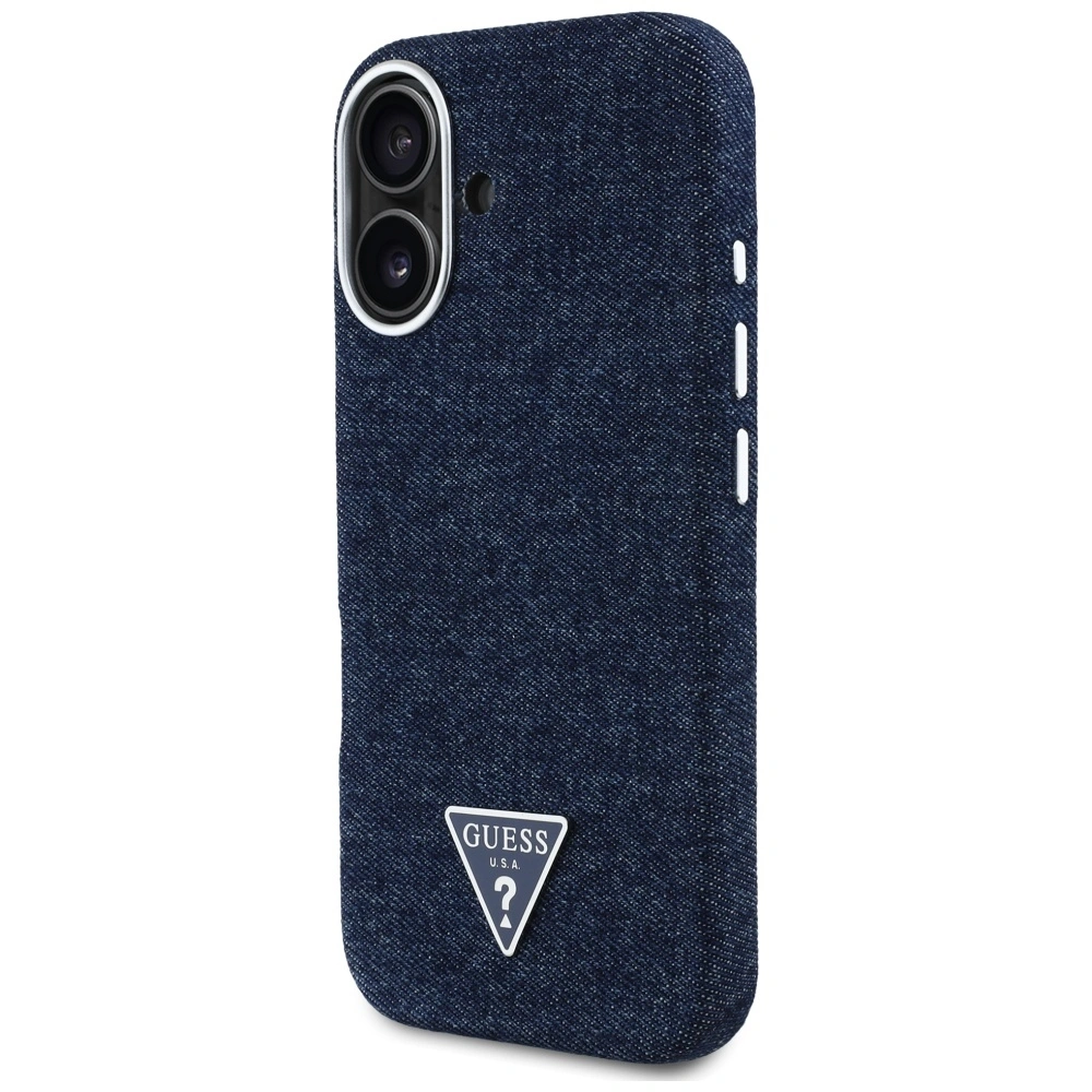 Kryt Guess Denim Triangle Logo MagSafe Apple iPhone 16 blue