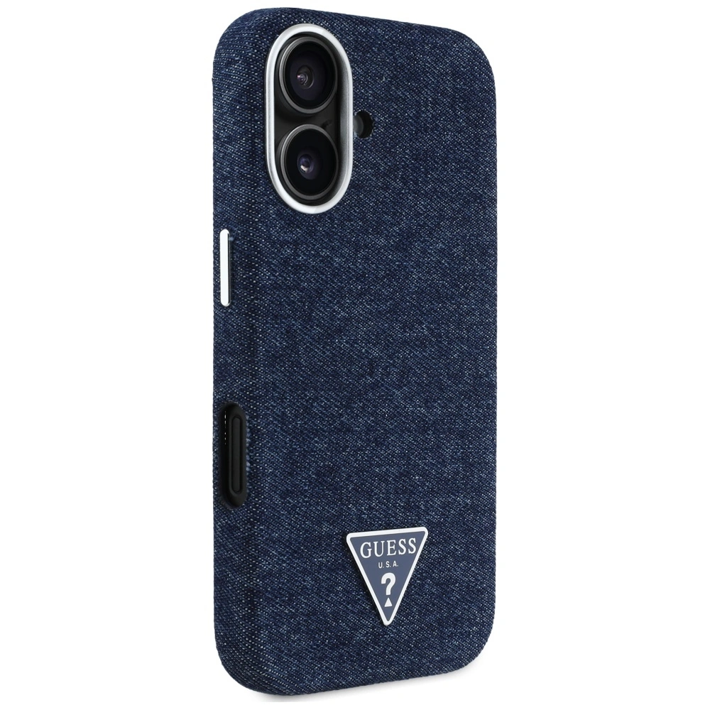 Kryt Guess Denim Triangle Logo MagSafe Apple iPhone 16 blue
