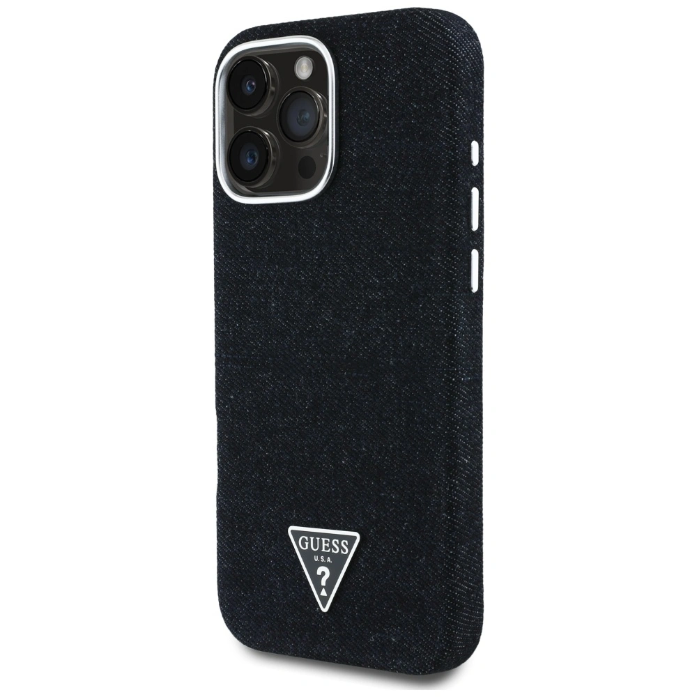 Kryt Guess Denim Triangle Logo MagSafe Apple iPhone 16 Pro black