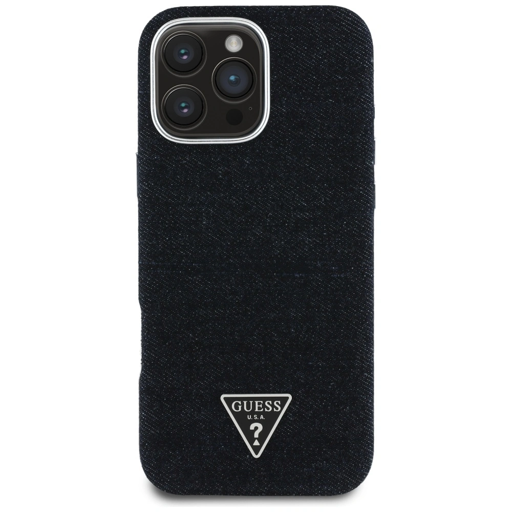 Kryt Guess Denim Triangle Logo MagSafe Apple iPhone 16 Pro black