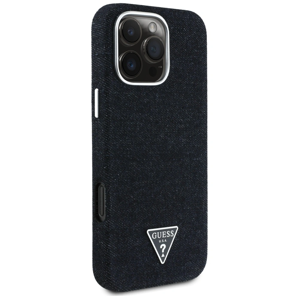 Kryt Guess Denim Triangle Logo MagSafe Apple iPhone 16 Pro Max black