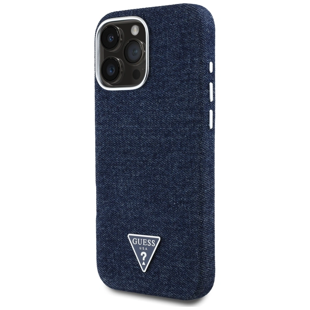 Kryt Guess Denim Triangle Logo MagSafe Apple iPhone 16 Pro blue