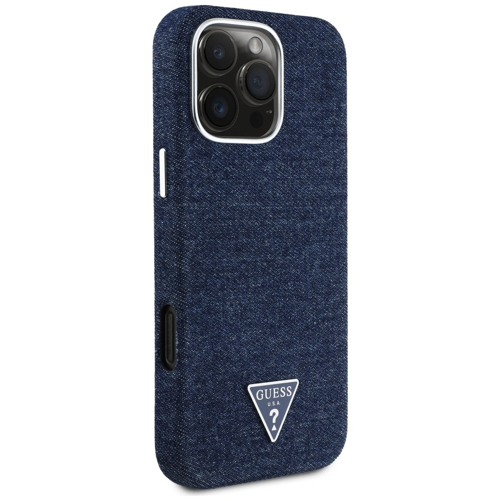 Kryt Guess Denim Triangle Logo MagSafe Apple iPhone 16 Pro blue