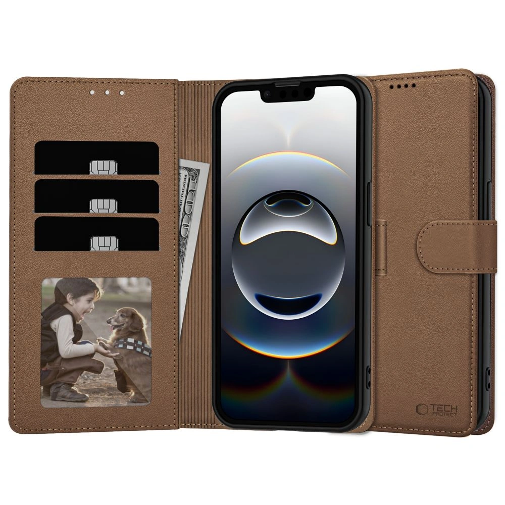 Knížkové pouzdro Tech-Protect Wallet Case for Apple iPhone 17e / 16e Brown