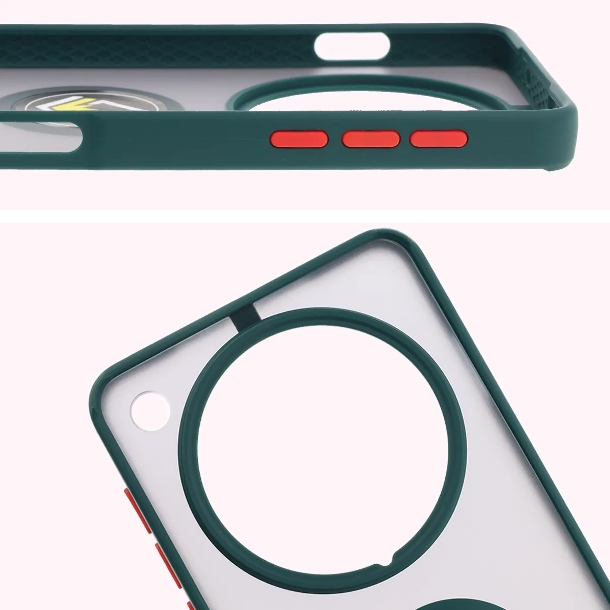 Kryt Bizon Case Hybrid Ring Oppo Find X8 Pro smoky with a dark green frame