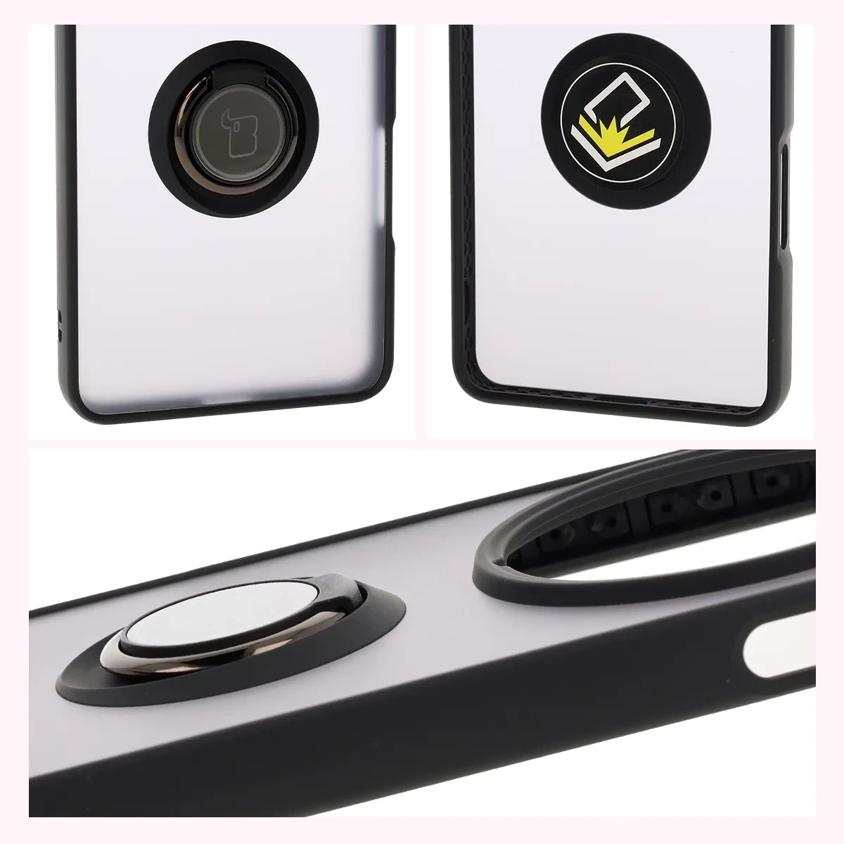 Kryt Bizon Case Hybrid Ring Oppo Find X8 Pro smoky with a black frame