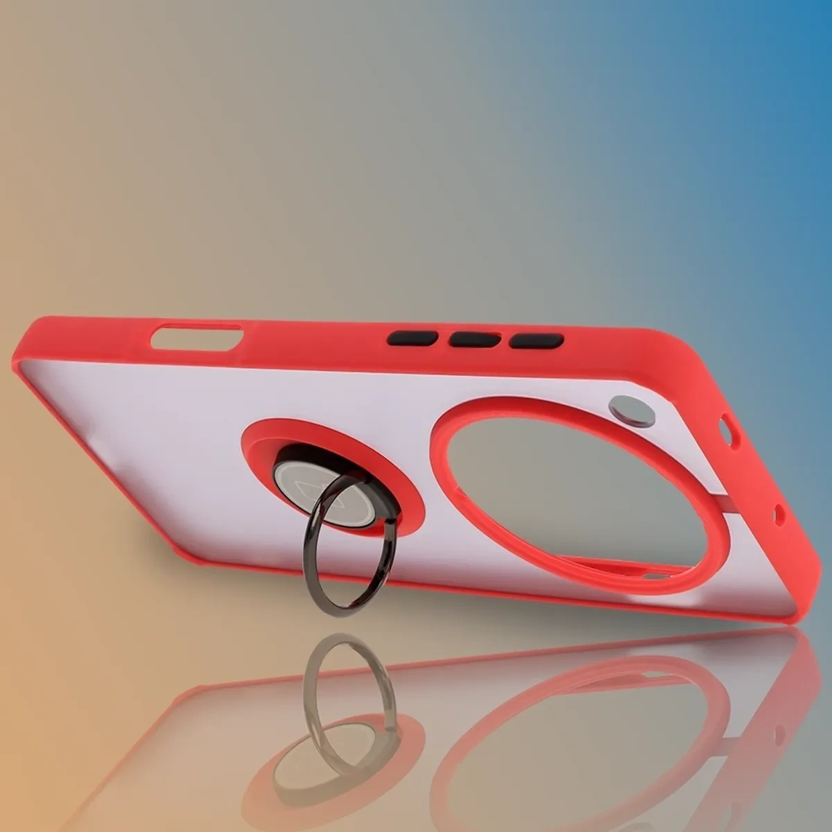 Kryt Bizon Case Hybrid Ring Oppo Find X8 Pro smoky with a red frame