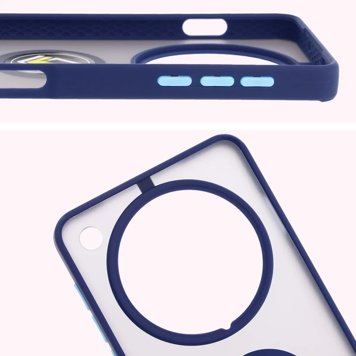 Kryt Bizon Case Hybrid Ring Oppo Find X8 Pro smoky with a dark blue frame