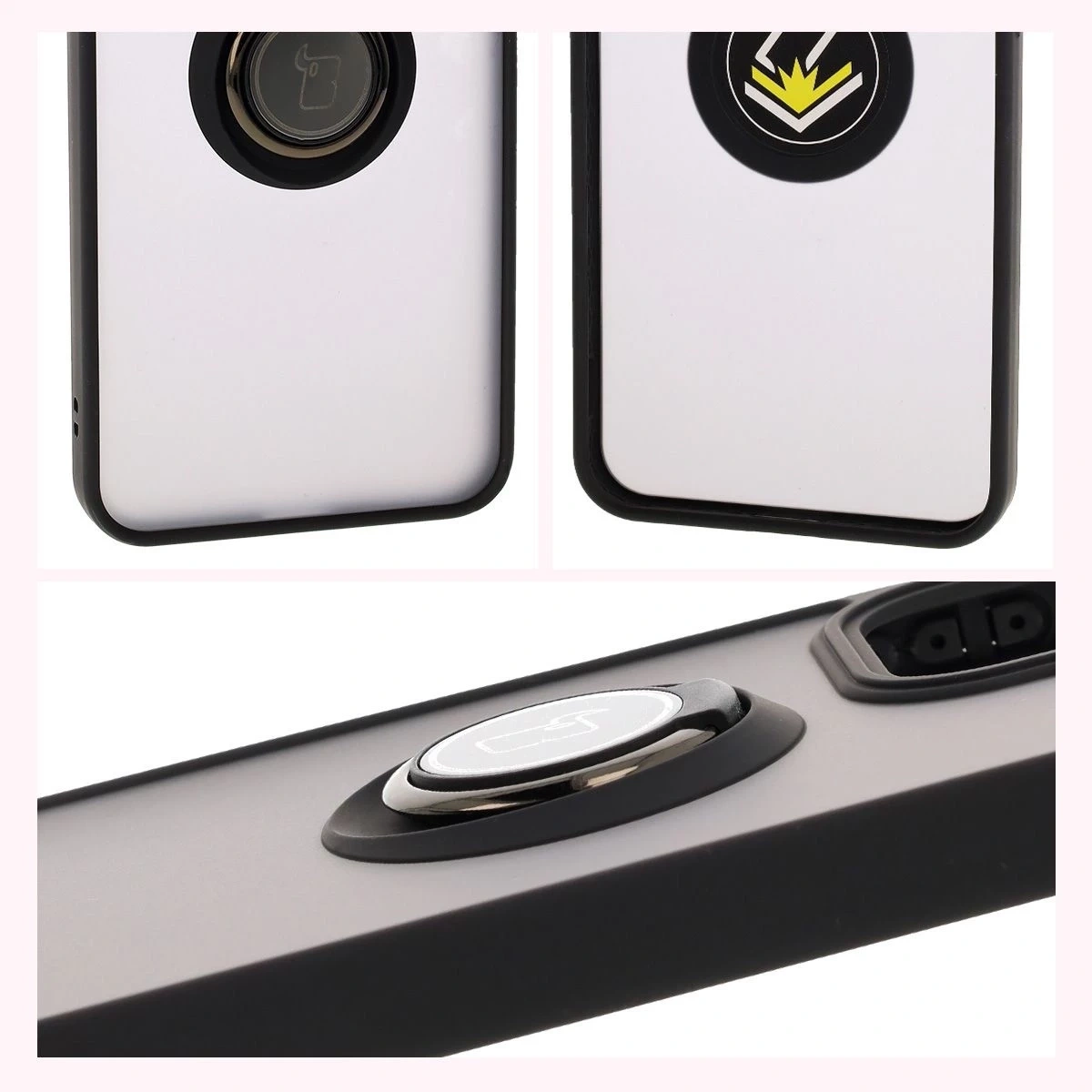 Kryt Bizon Case Hybrid Ring Oppo Reno13 Pro smoked with a black frame