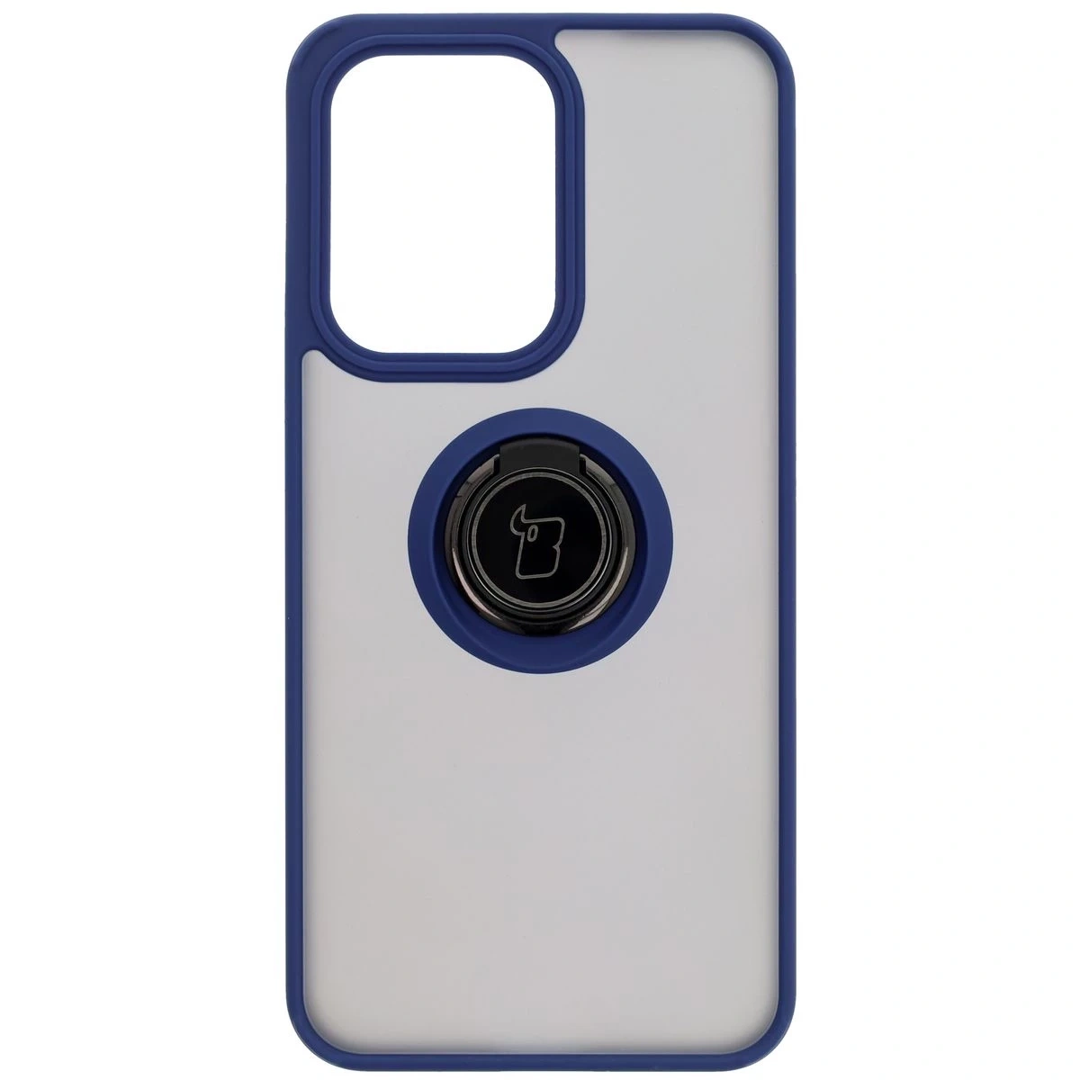 Kryt Bizon Case Hybrid Ring Oppo Reno13 Pro smoky with a navy blue frame