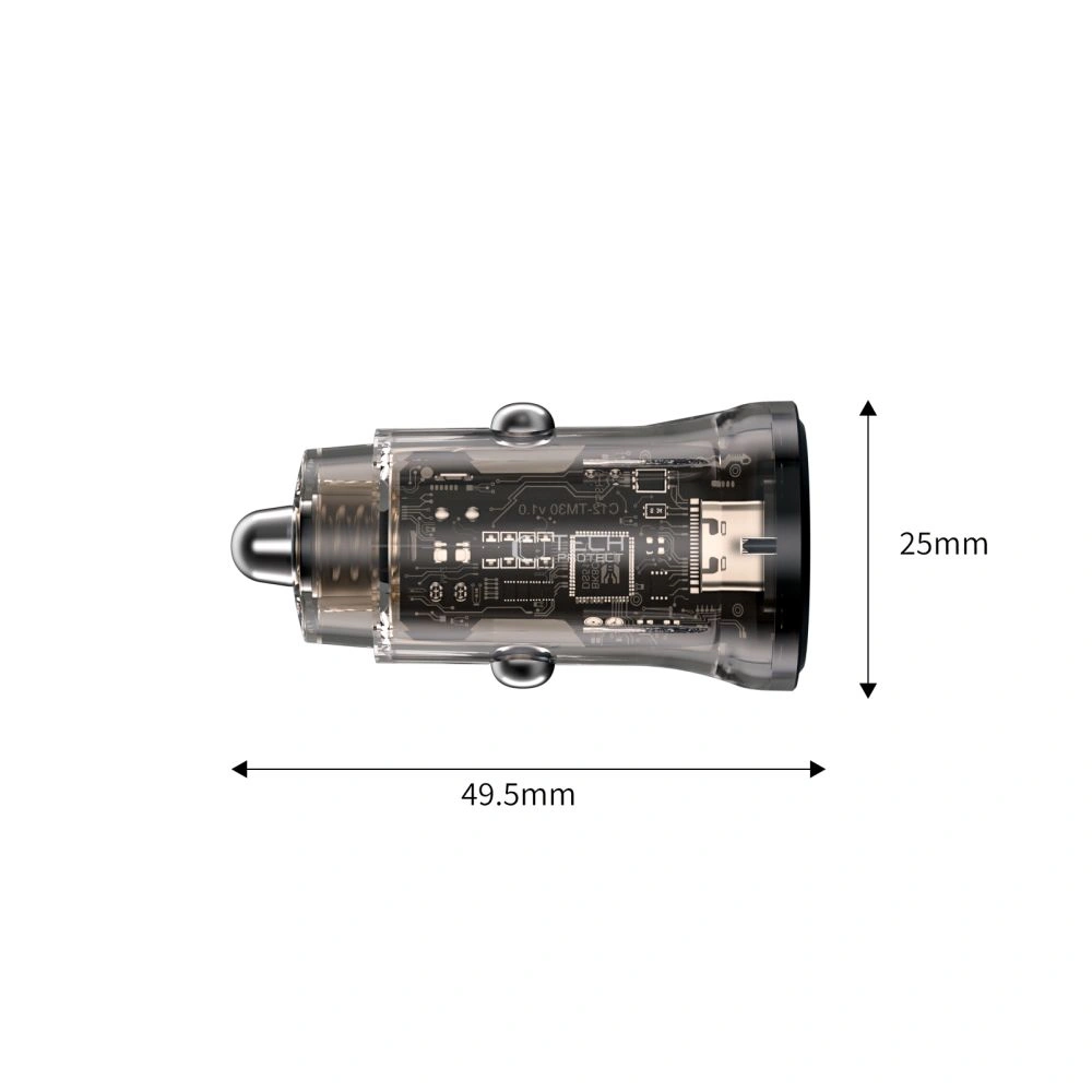 Kryt Tech-Protect CC01 2-port Car Charger USB-A, USB-C PD 30W / QC 3.0 Black