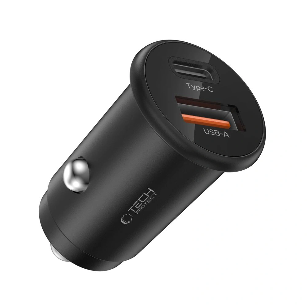 Kryt Tech-Protect CC02 2-port Car Charger USB-A, USB-C PD 35W / QC 3.0 Black