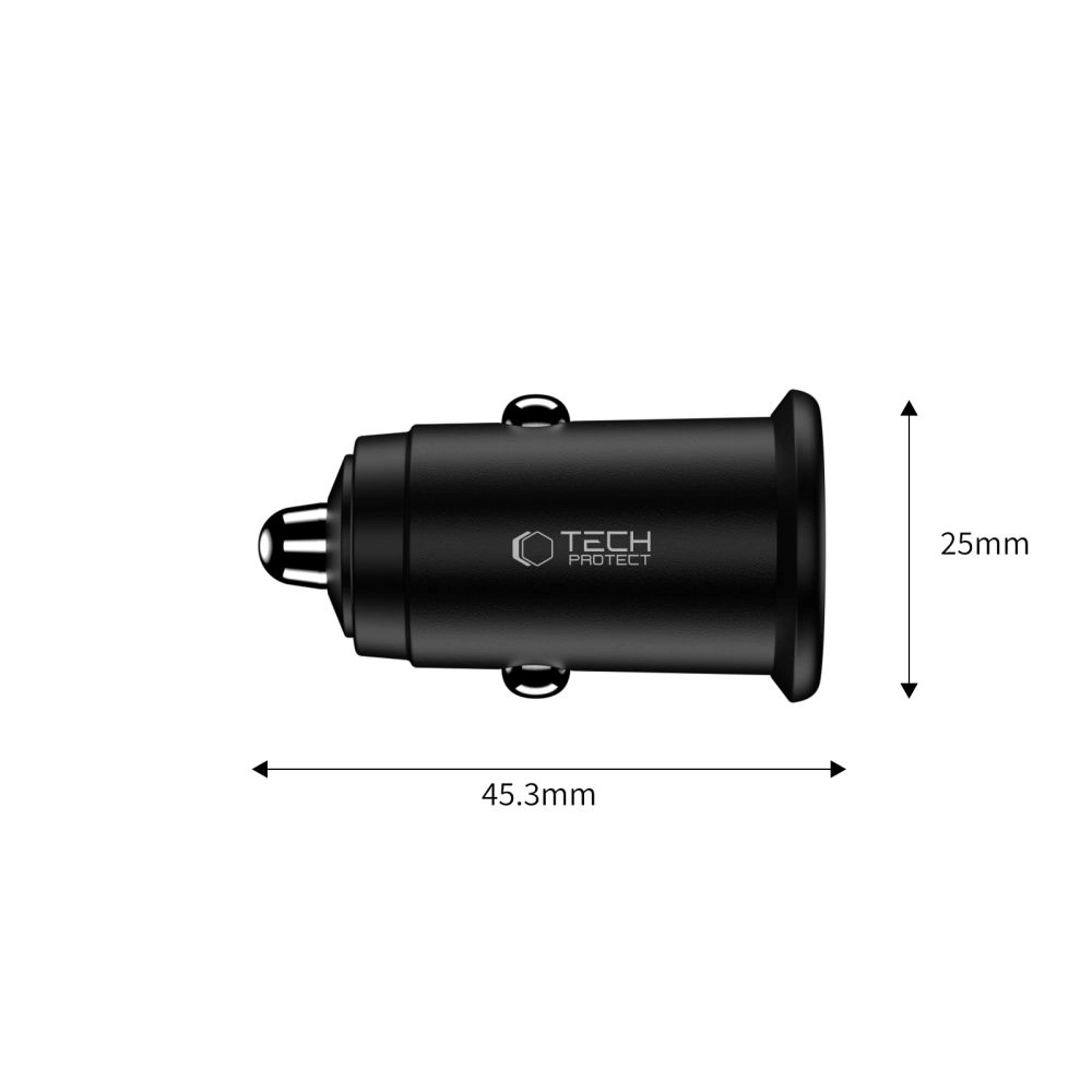 Kryt Tech-Protect CC02 2-port Car Charger USB-A, USB-C PD 35W / QC 3.0 Black