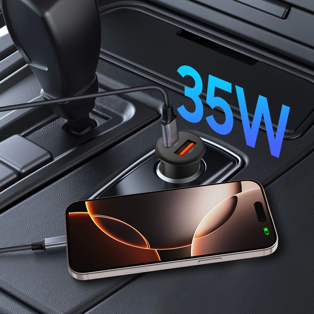 Kryt Tech-Protect CC02 2-port Car Charger USB-A, USB-C PD 35W / QC 3.0 Black