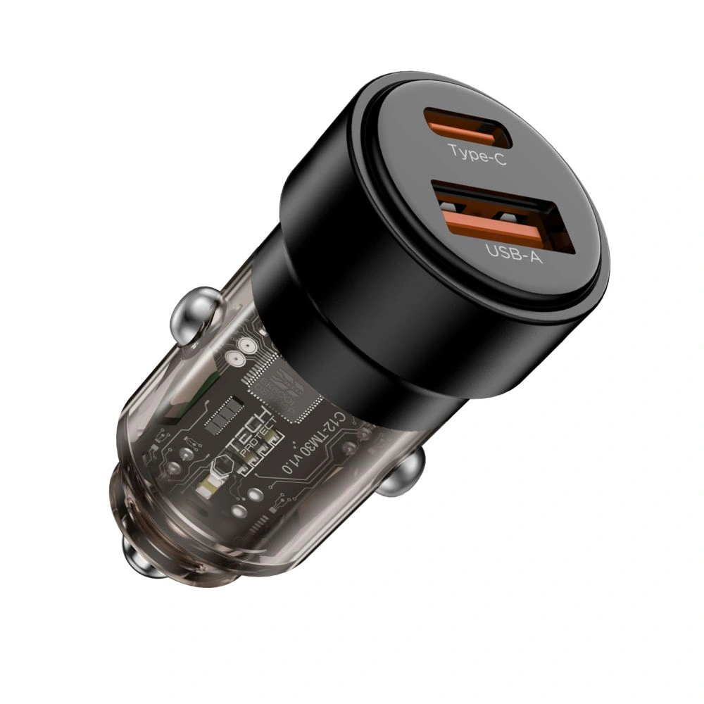 Kryt Tech-Protect CC03 2-port Car Charger USB-A, USB-C PD 75W Black