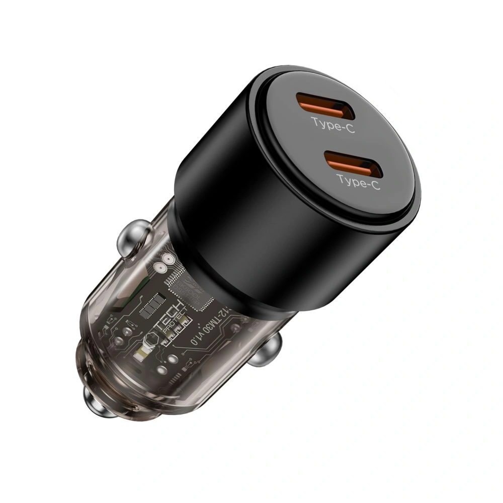 Kryt Tech-Protect CC03 2-port 2xUSB-C Car Charger PD 100W Black