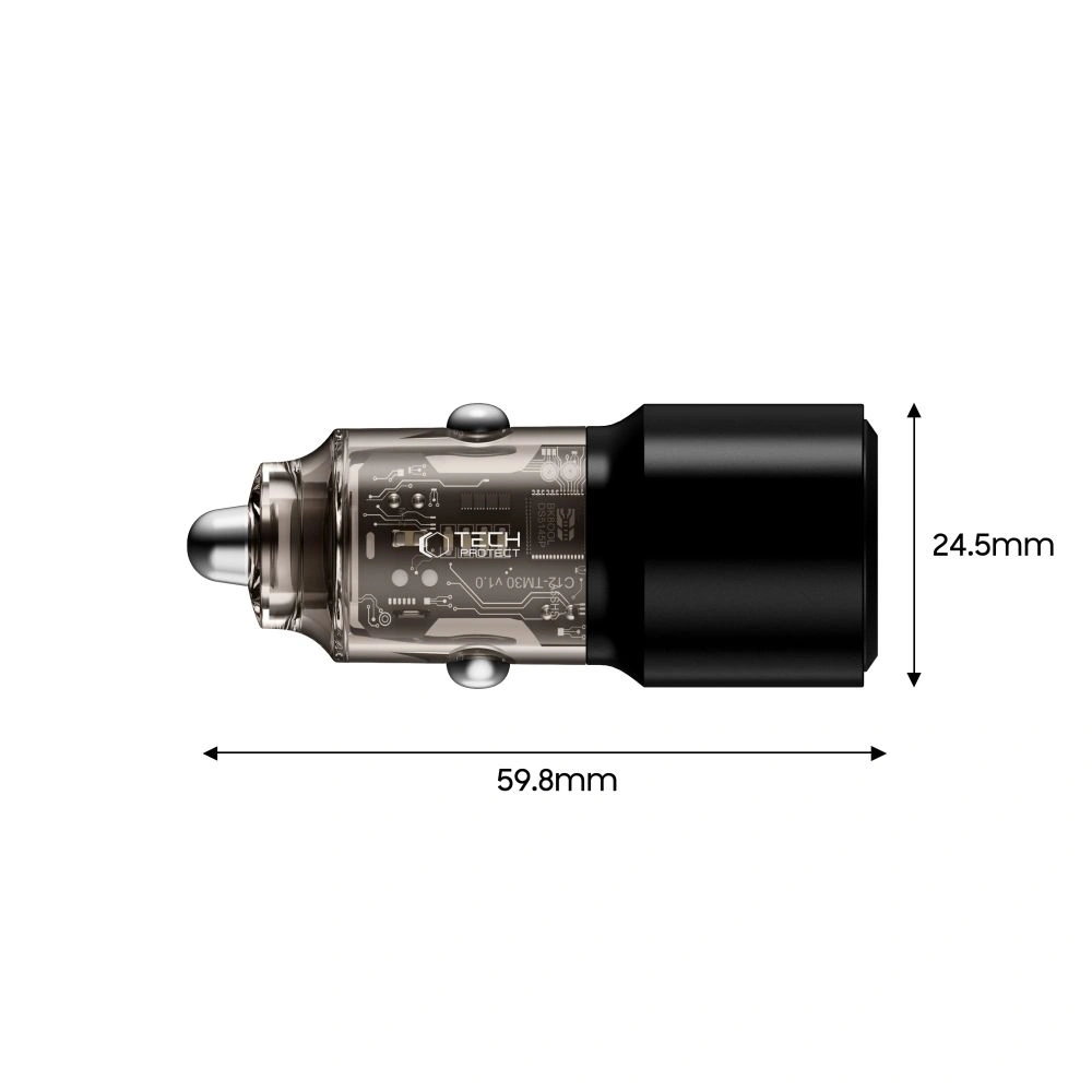 Kryt Tech-Protect CC03 2-port 2xUSB-C Car Charger PD 100W Black
