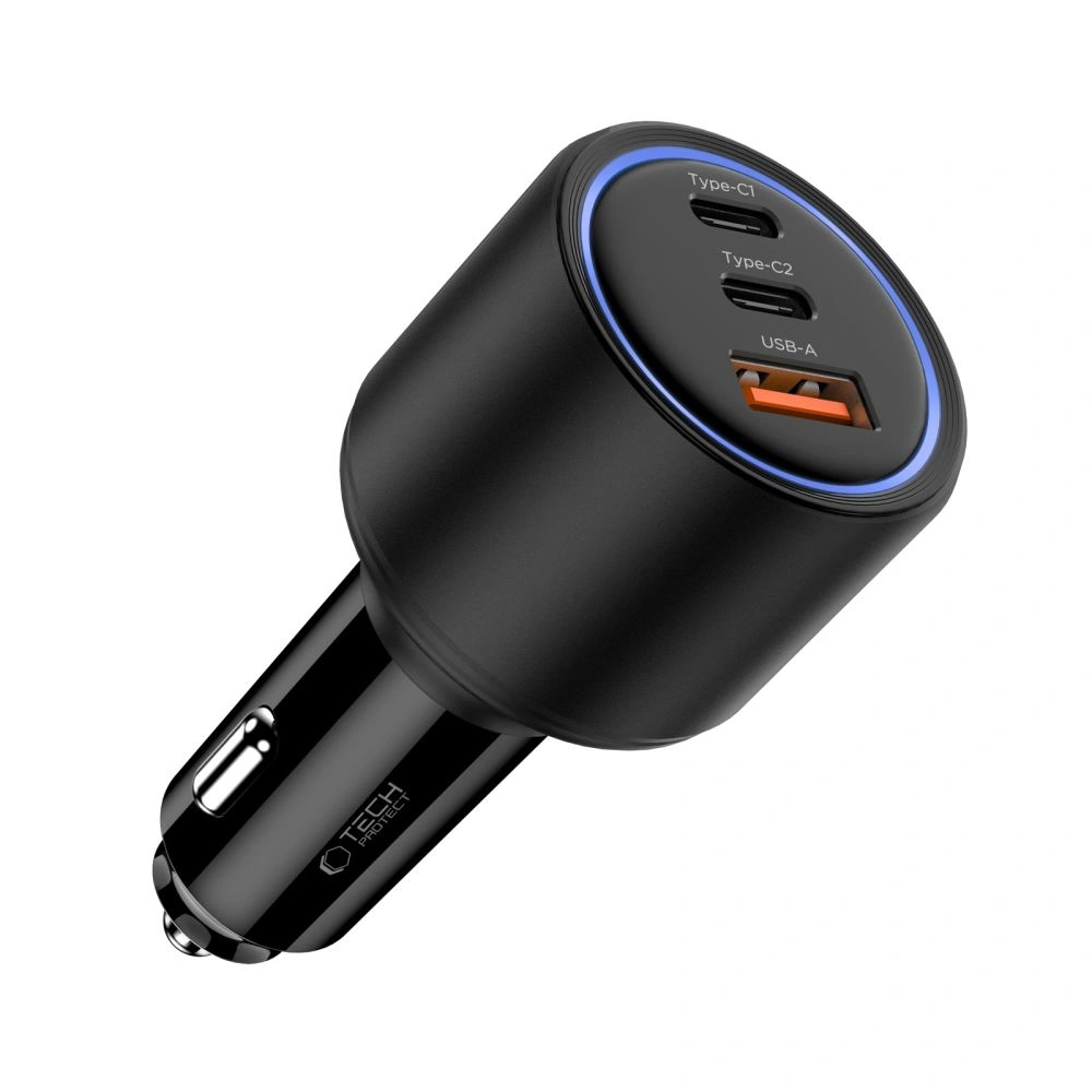 Kryt Tech-Protect CC04 3-port Car Charger USB-A, 2xUSB-C PD 130W Black