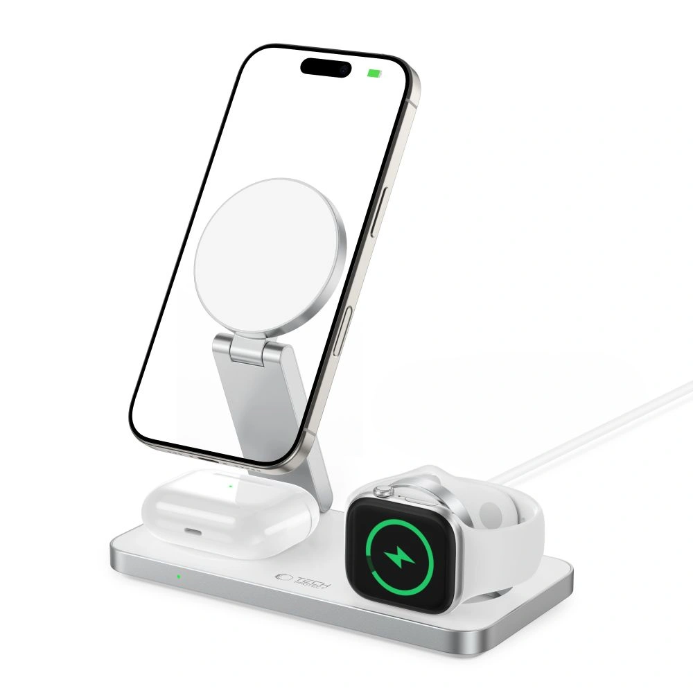 Bezdrátová nabíječka Wireless charger 3w1 Tech-Protect QI15W-A47 3in1 Magnetic MagSafe Wireless Charger White