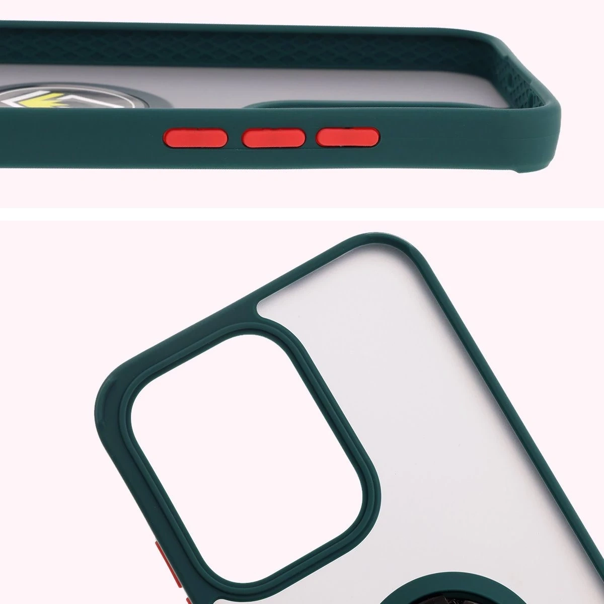 Kryt Bizon Case Hybrid Ring Oppo Reno13 smoky with a dark green frame