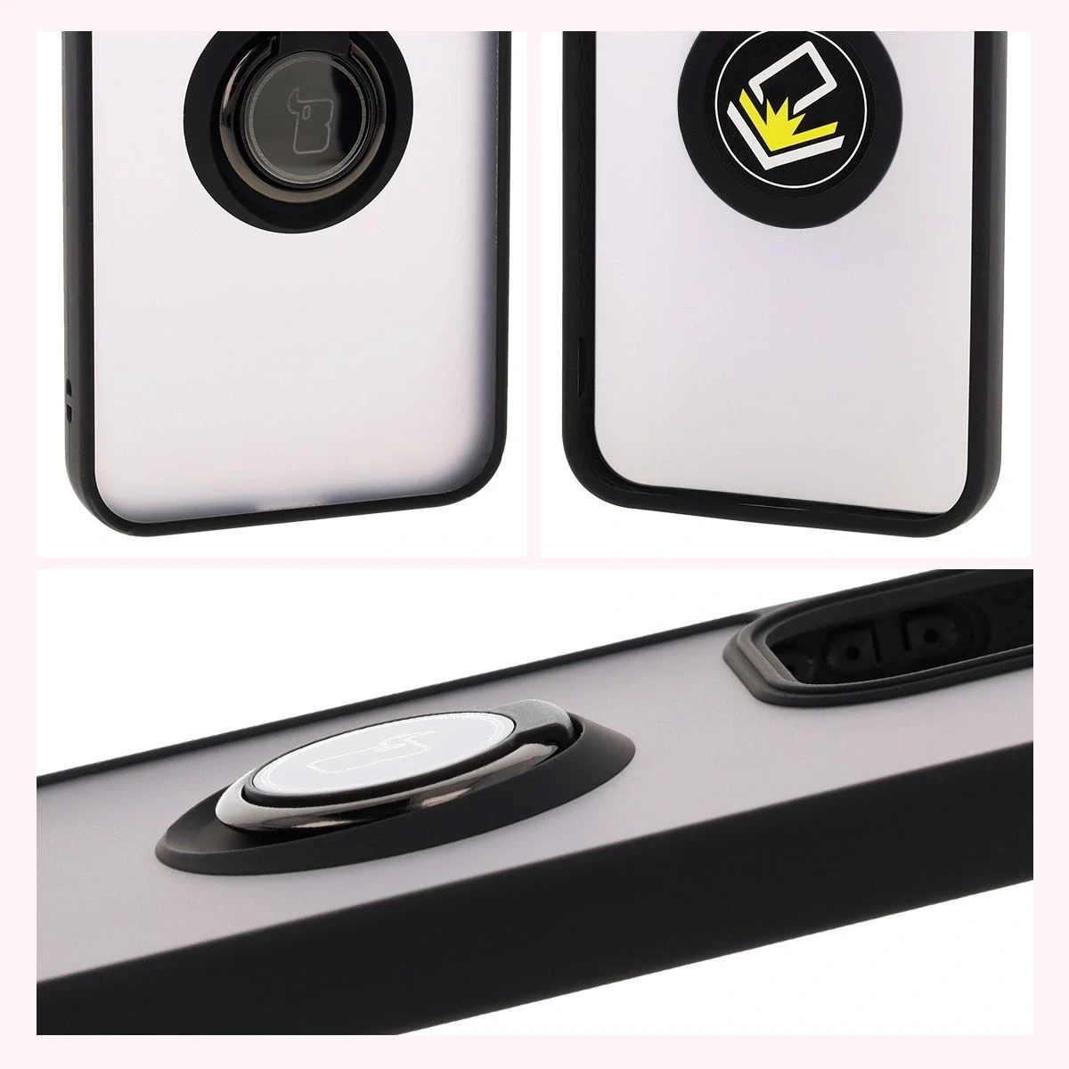 Kryt Bizon Case Hybrid Ring Oppo Reno13 smoky with a black frame