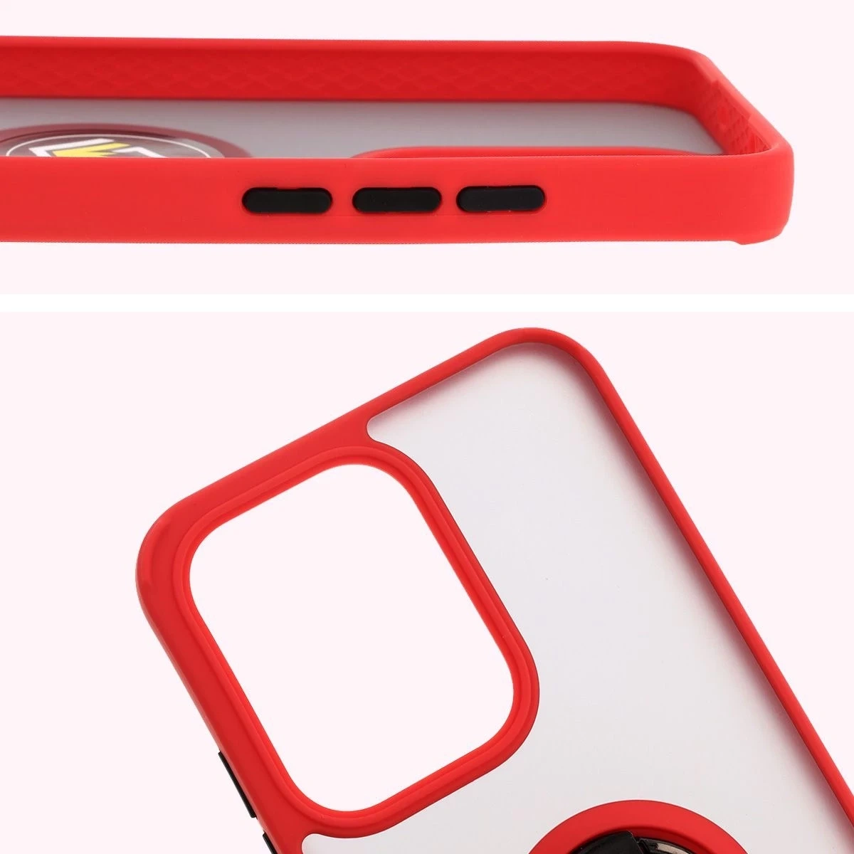 Kryt Bizon Case Hybrid Ring Oppo Reno13 smoky with a red frame