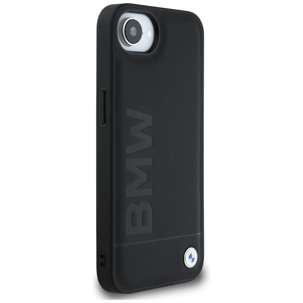 Kryt BMW Leather Hot Stamp Apple iPhone 17e / 16e black