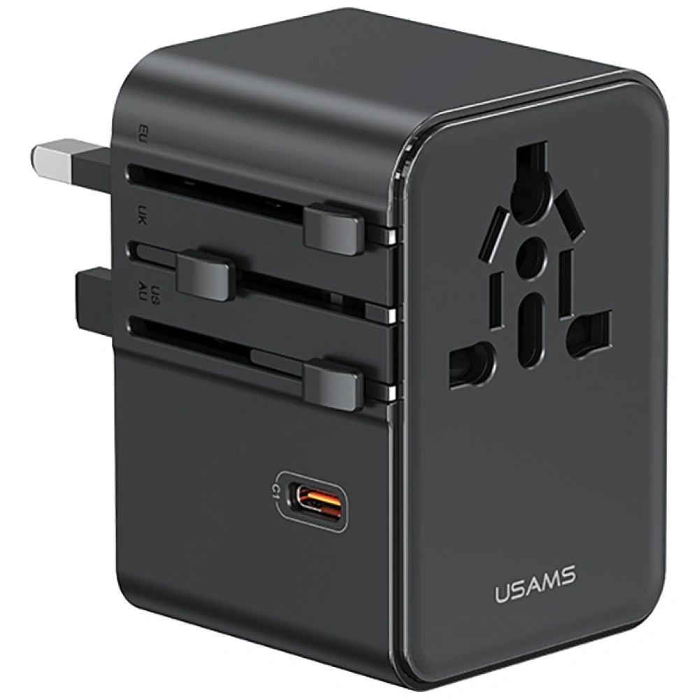 Síťová nabíječka USAMS Travel Adapter CC310 3xUSB-C 70W 4in1 US/AU/EU/UK black