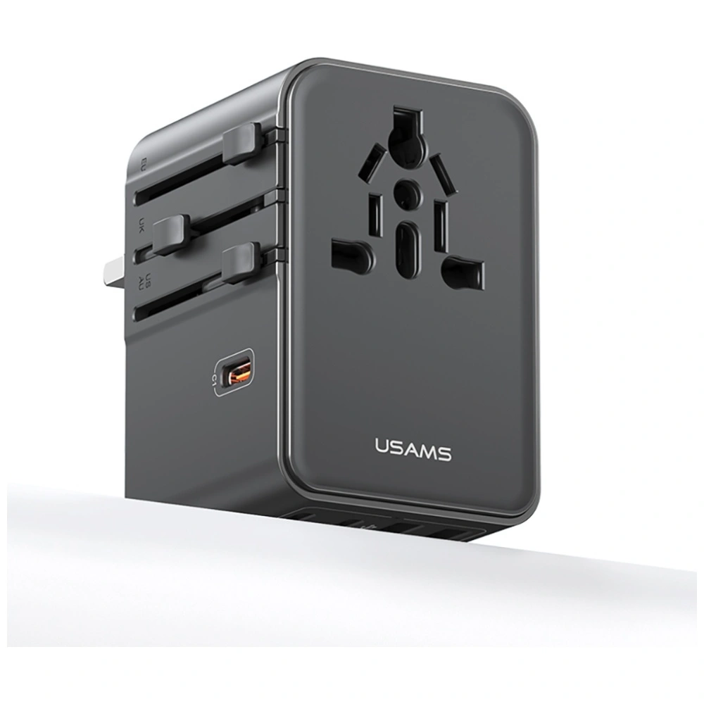 Síťová nabíječka USAMS Travel Adapter CC310 3xUSB-C 70W 4in1 US/AU/EU/UK black