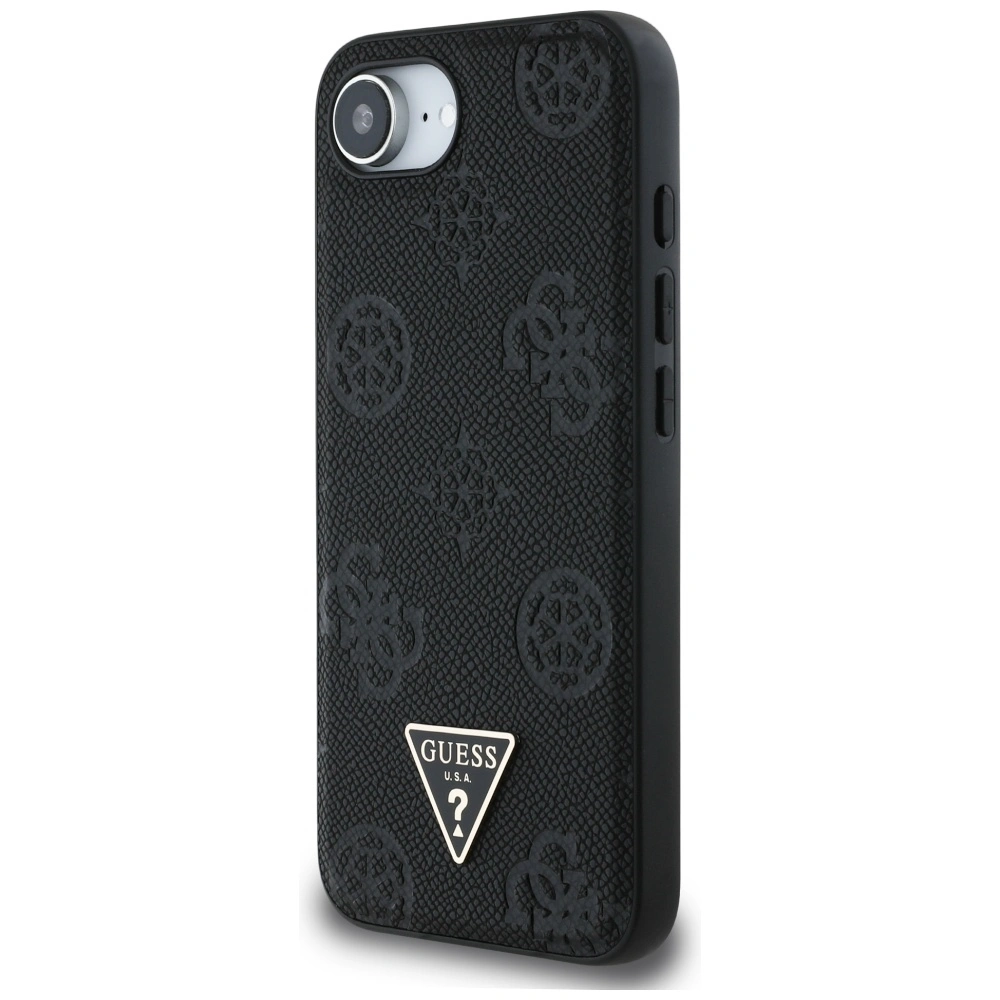 Kryt Guess Grained Hot Stamp Peony Triangle Logo MagSafe Apple iPhone 17e / 16e black