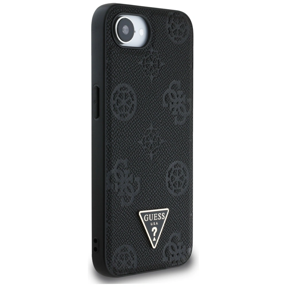 Kryt Guess Grained Hot Stamp Peony Triangle Logo MagSafe Apple iPhone 17e / 16e black