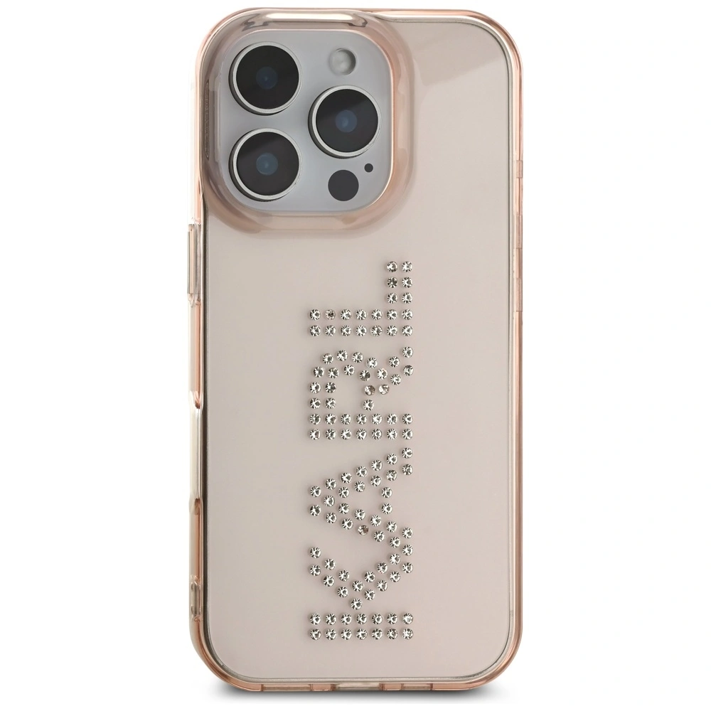 Kryt Karl Lagerfeld IML Rhinestones Logo Apple iPhone 16 Pro Max pink