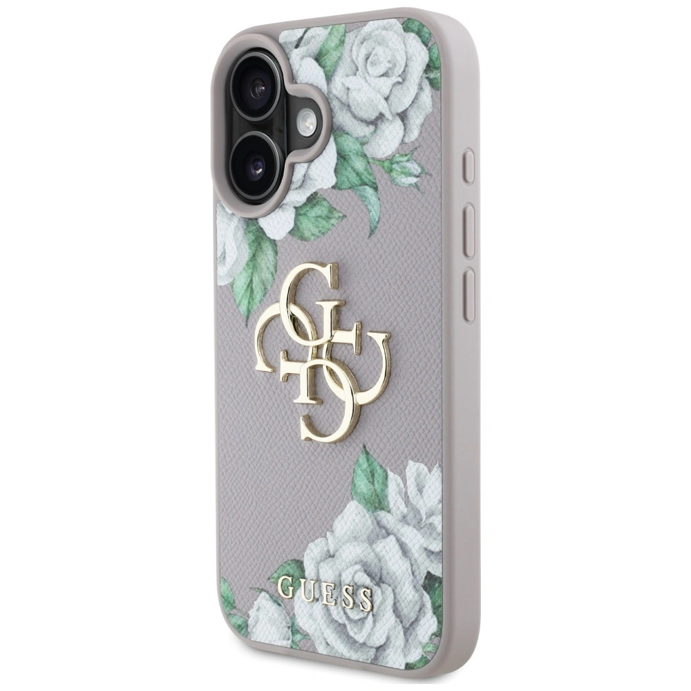 Kryt Guess Grained Roses Big 4G logo Apple iPhone 16 purple