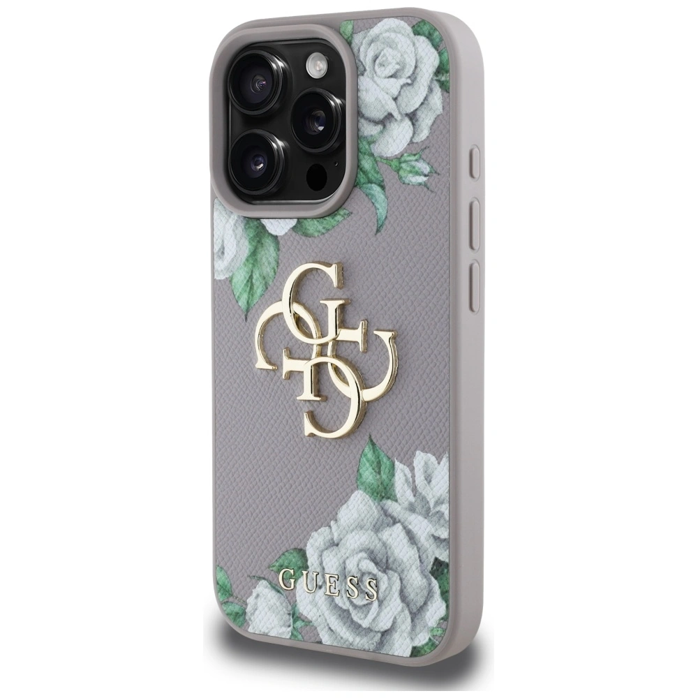 Kryt Guess Grained Roses Big 4G logo Apple iPhone 16 Pro purple