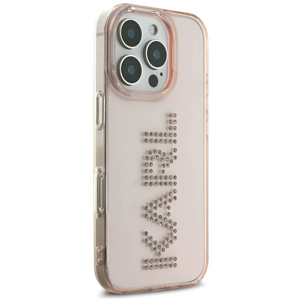 Kryt Karl Lagerfeld IML Rhinestones Logo Apple iPhone 16 Pro pink