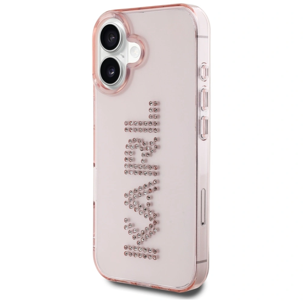 Kryt Karl Lagerfeld IML Rhinestones Logo Apple iPhone 16 pink
