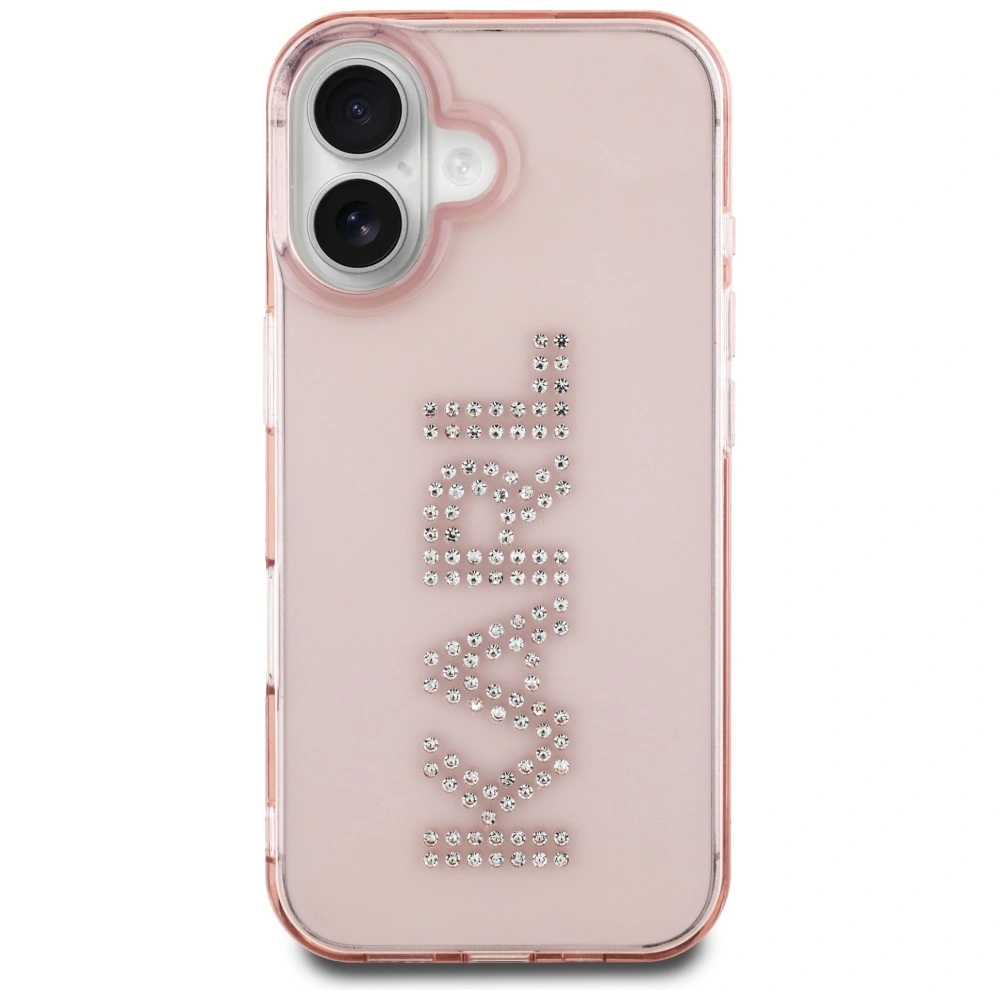 Kryt Karl Lagerfeld IML Rhinestones Logo Apple iPhone 16 pink