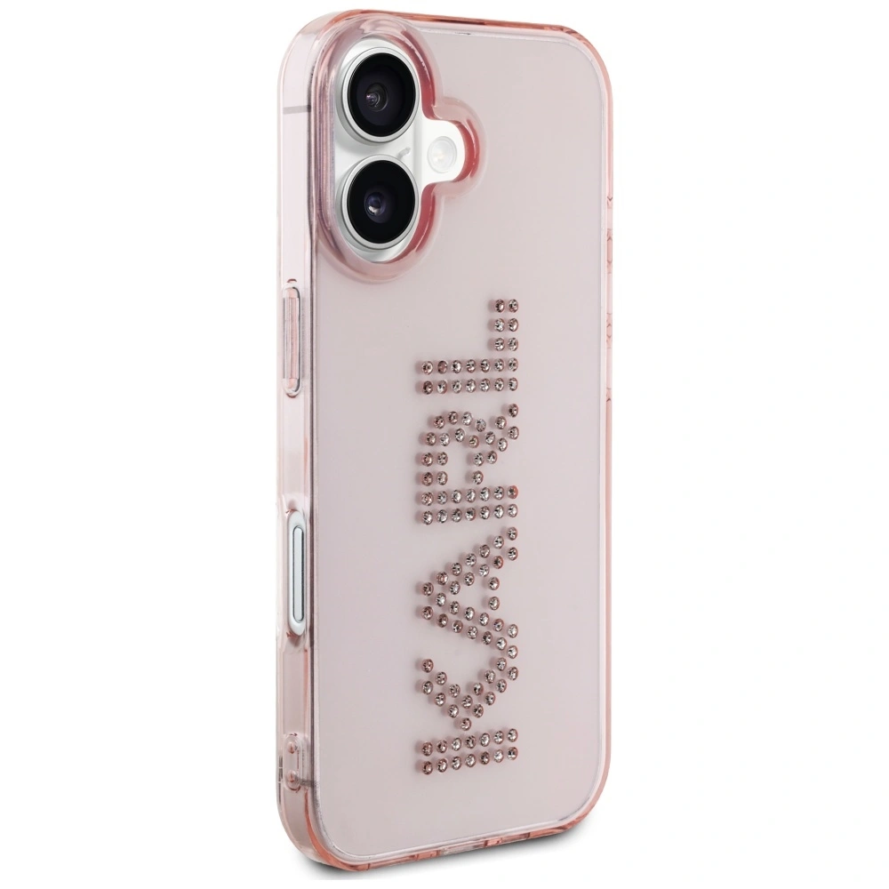 Kryt Karl Lagerfeld IML Rhinestones Logo Apple iPhone 16 pink