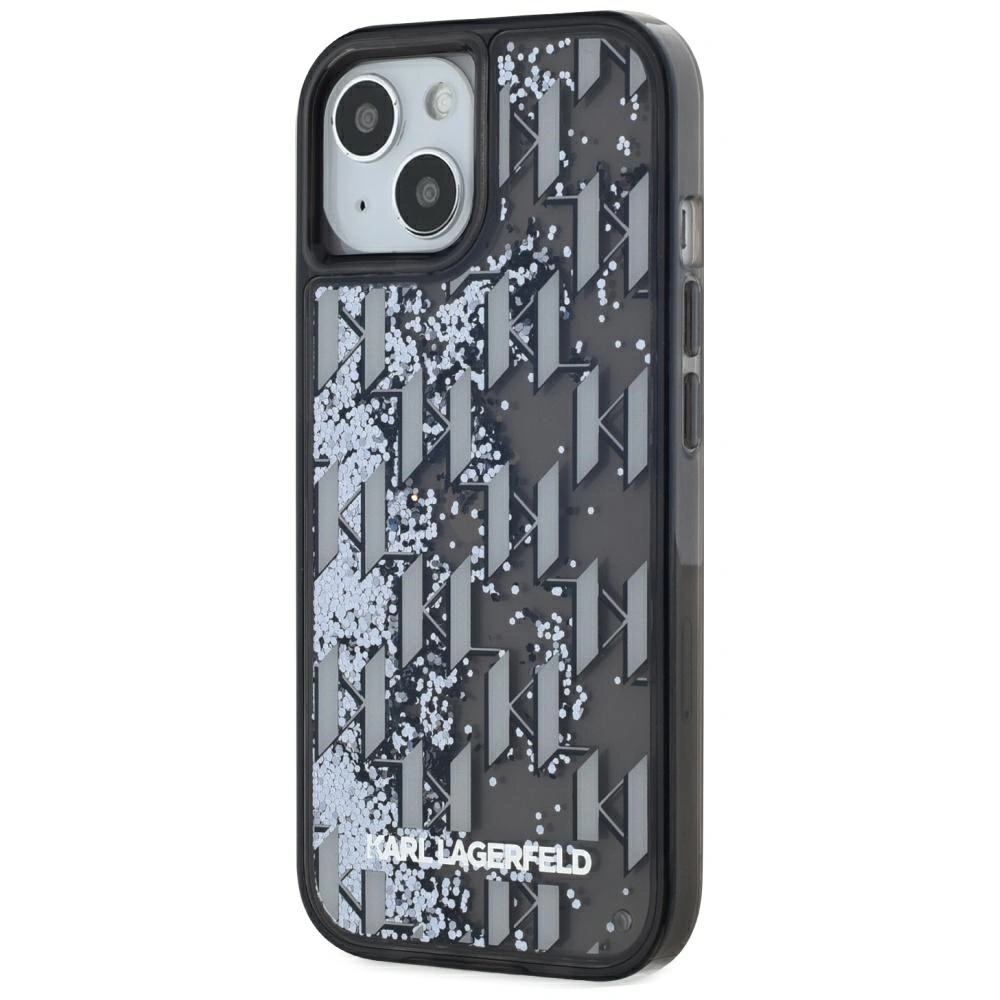 Kryt Karl Lagerfeld Liquide Glitter Monogram Gradient Apple iPhone 15 black