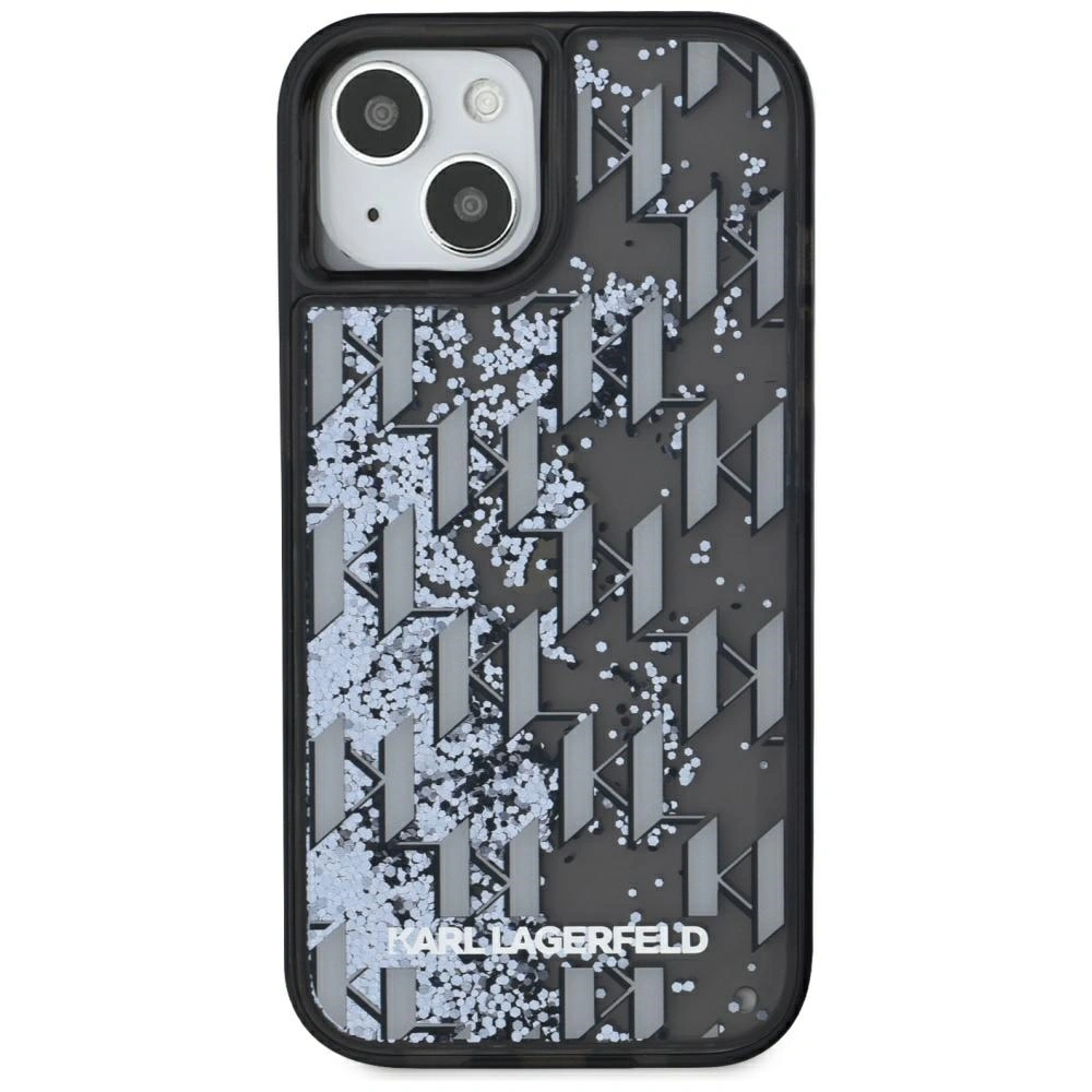 Kryt Karl Lagerfeld Liquide Glitter Monogram Gradient Apple iPhone 15 black