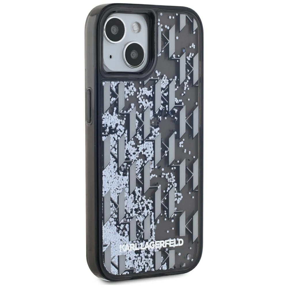 Kryt Karl Lagerfeld Liquide Glitter Monogram Gradient Apple iPhone 15 black