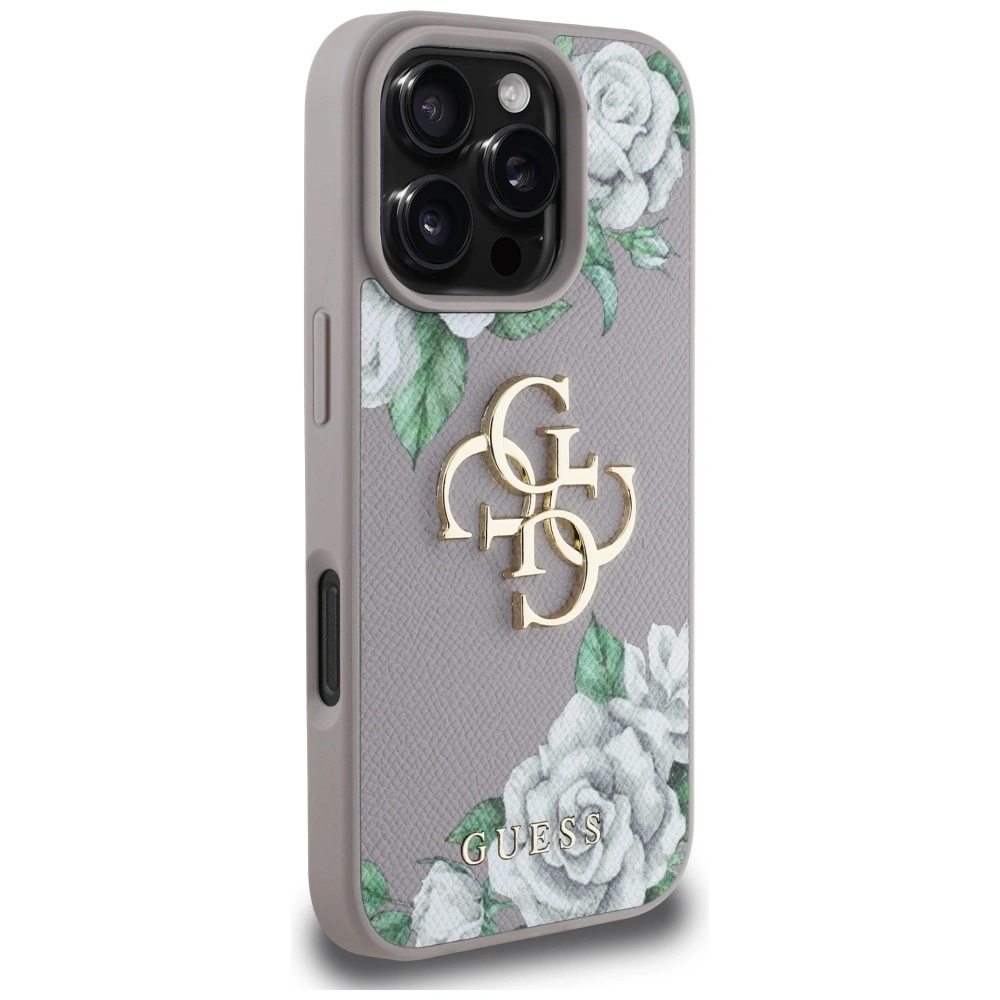 Kryt Guess Grained Roses Big 4G logo Apple iPhone 16 Pro Max purple