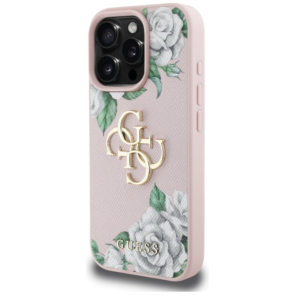 Kryt Guess Grained Roses Big 4G logo Apple iPhone 16 Pro Max pink