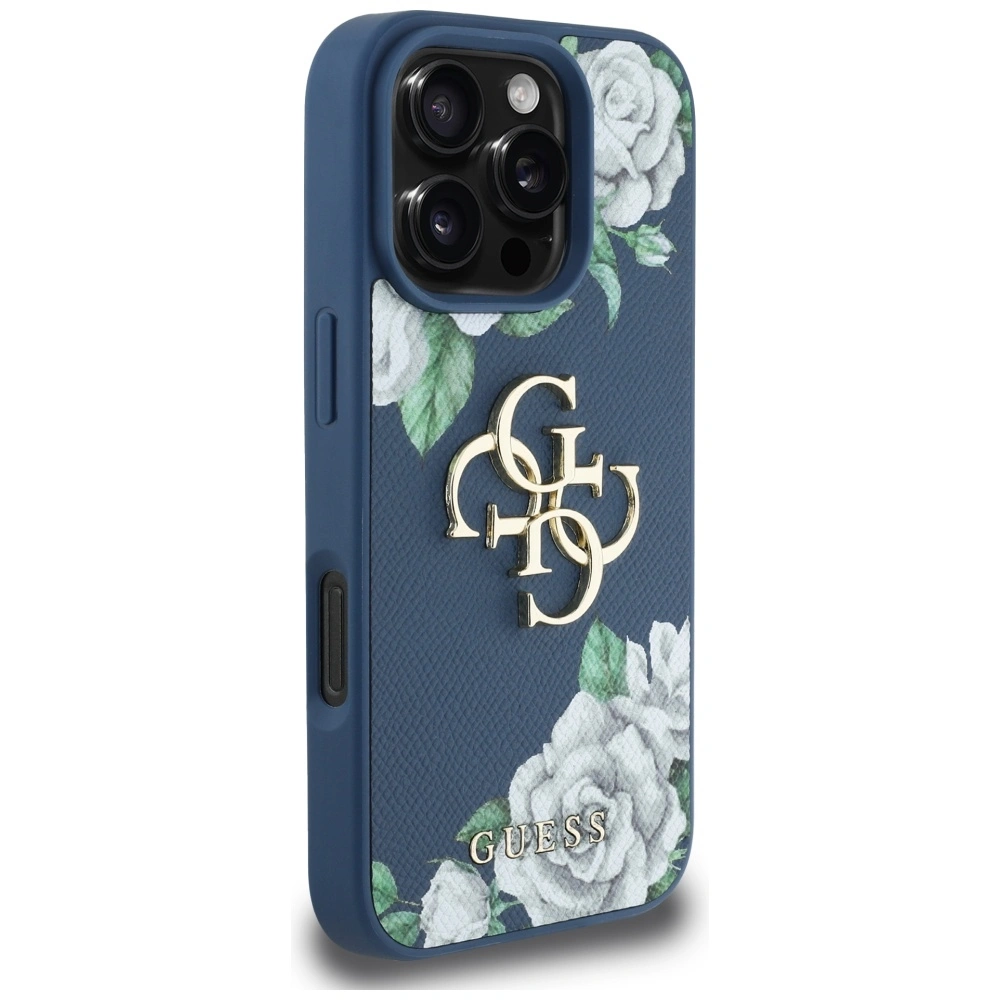 Kryt Guess Grained Roses Big 4G logo Apple iPhone 16 Pro blue