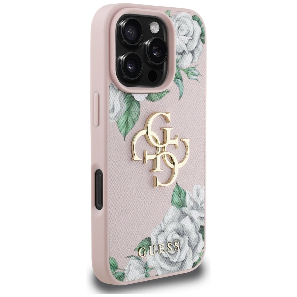 Kryt Guess Grained Roses Big 4G logo Apple iPhone 16 Pro pink