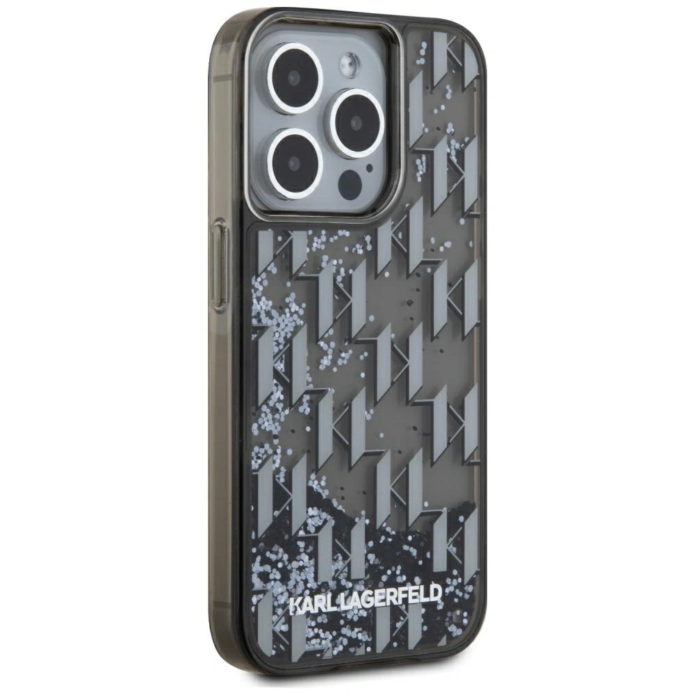 Kryt Karl Lagerfeld Liquide Glitter Monogram Gradient Apple iPhone 15 Pro black