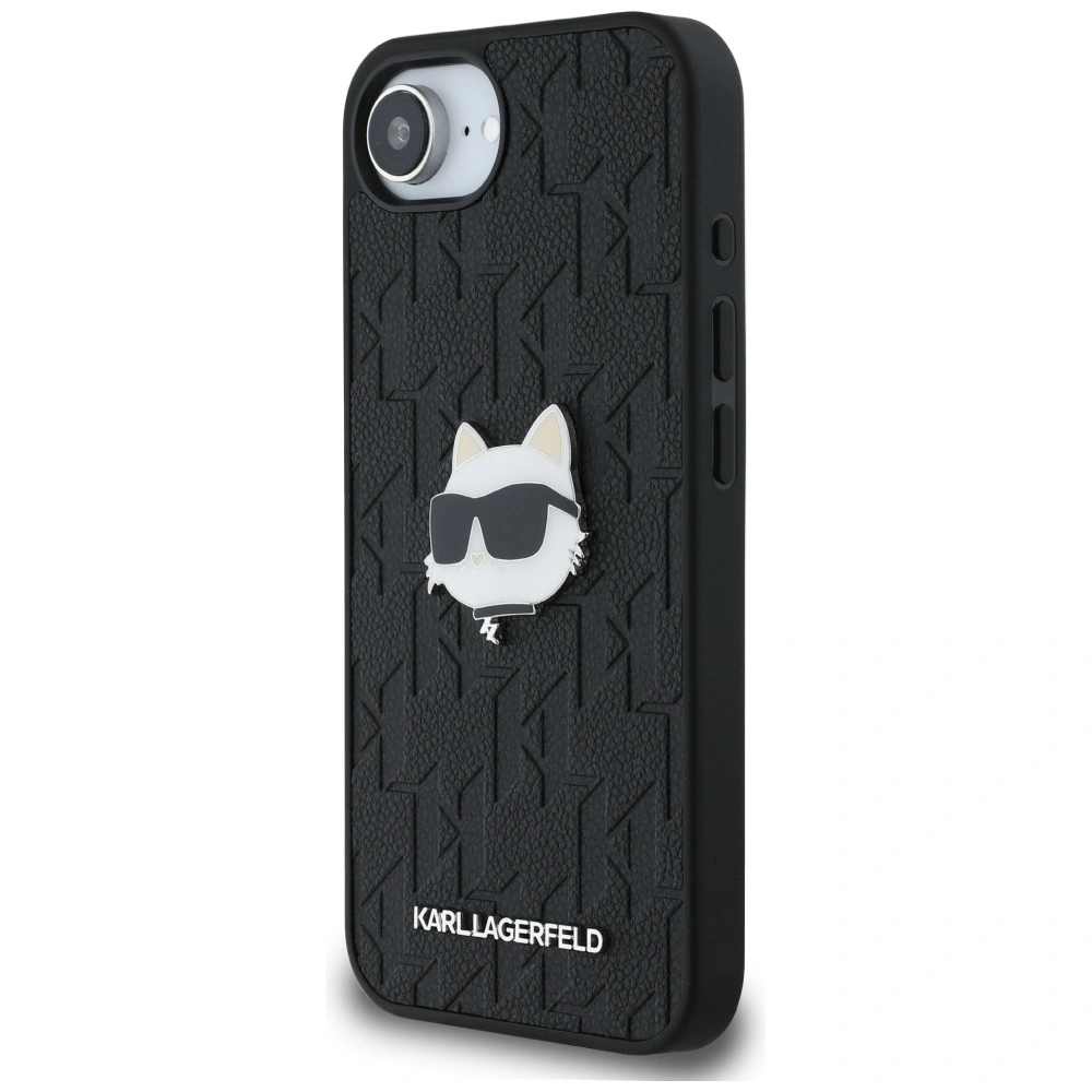 Kryt Karl Lagerfeld Monogram Choupette Head Pin Apple iPhone 17e / 16e black