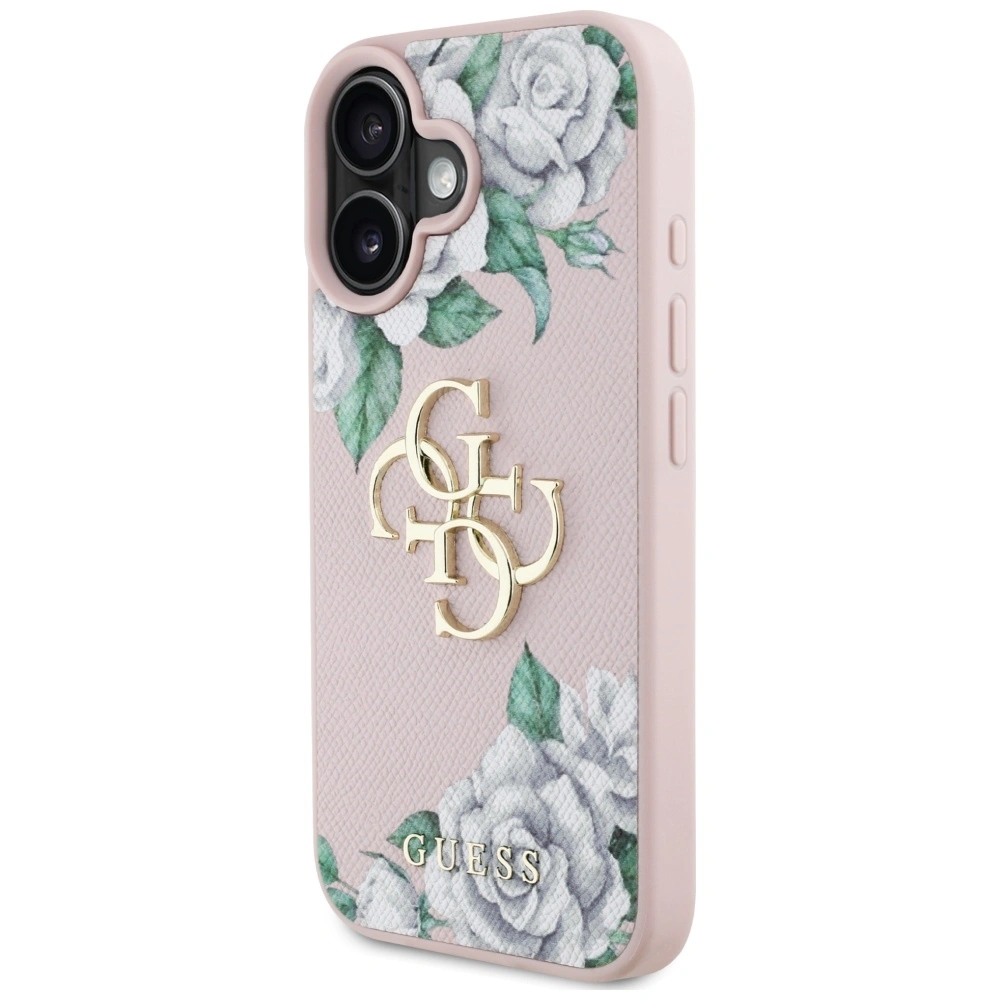 Kryt Guess Grained Roses Big 4G logo Apple iPhone 16 pink