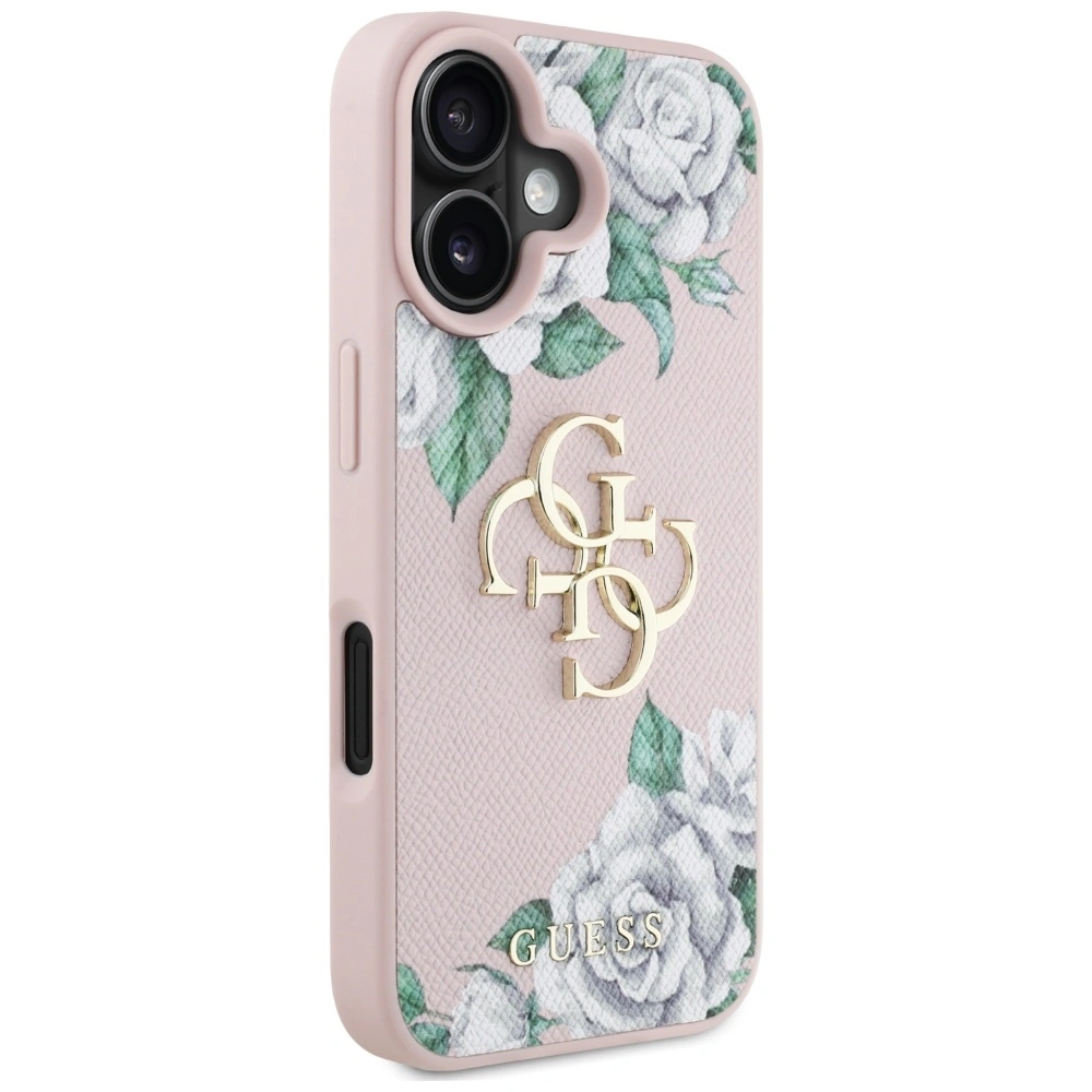 Kryt Guess Grained Roses Big 4G logo Apple iPhone 16 pink
